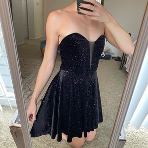 Sparkly strapless mini dress